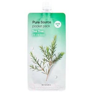 Missha Pure Source Pocket Pack-Tea Tree Ночная несмываемая маска для лица с маслом чайного дерева 10 мл