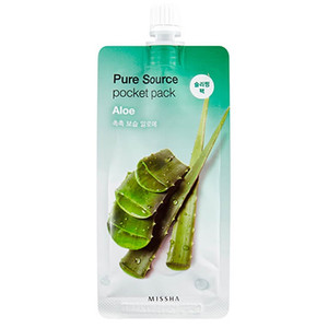 Missha Pure Source Pocket Pack-Aloe Ночная несмываемая маска для лица с экстрактом сока алоэ 10 мл