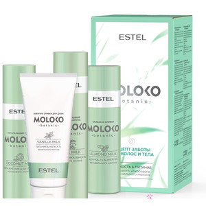 Estel Moloko Botanic Набор Рецепт заботы для волос и тела (крем-шампунь 250 мл + бальзам 200 мл + гель для душа 200 мл + спрей 200 мл)