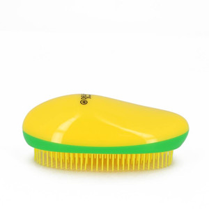 Dewal Beauty DBТ-03 Щетка для волос массажная для легкого расчесывания волос овальная желто-зелено-желтая