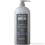 Ollin Premier For Men Refreshening Шампунь для мужчин для волос и тела освежающий 1000 мл