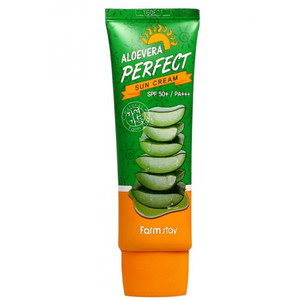 Farmstay AloeVera Perfect Sun Cream SPF 50+ PA+++ Солнцезащитный крем для лица с алоэ 70 мл