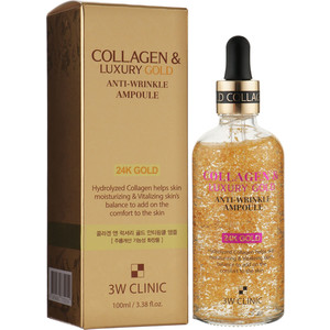 3W Clinic Collagen & Luxury Gold Anti-Wrinkle Ampoule Ампульная сыворотка для лица с золотом 100 мл