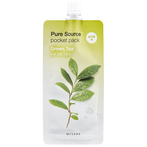 Missha Pure Source Pocket Pack-Green Tea Ночная несмываемая маска для лица с зеленым чаем 10 мл