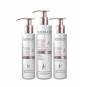 Korban Mais Liss Protein Набор нанопластики для волос (шампунь подготавливающий 250 мл + рабочий состав нанопластики 500 мл + завершающий катионовый бальзам-маска 250 мл)