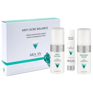 Aravia Professional Anti-Acne Balance Набор против несовершенств кожи лица (гель для умывания 150 мл + маска очищающая 100 мл + тонер балансирующий 150 мл)