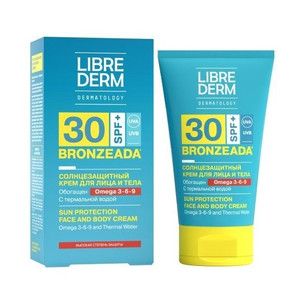 Librederm Bronzeada Солнцезащитный крем SPF 30 с Омега 3-6-9 и термальной водой для лица и тела 150 мл