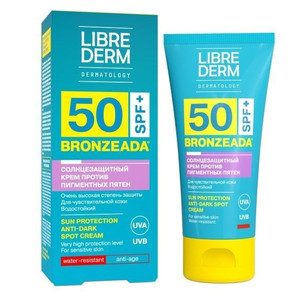 Librederm Bronzeada Солнцезащитный крем SPF 50 против пигментных пятен для лица и тела 50 мл