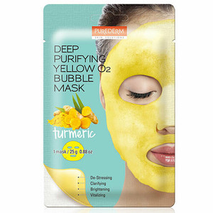 Purederm Deep Yellow O2 Bubble Mask Turmeric Увлажняющая кислородная маска с куркумой 25 мл